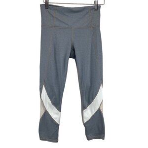 Athleta High-Waist‎ Crop Leggings Size XS Xsmall Gray & White Mesh Inserts